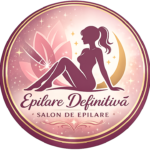 Logo rotund transparent pentru salon de epilare definitivă în Constanța, în nuanțe elegante de mov, roz și auriu.